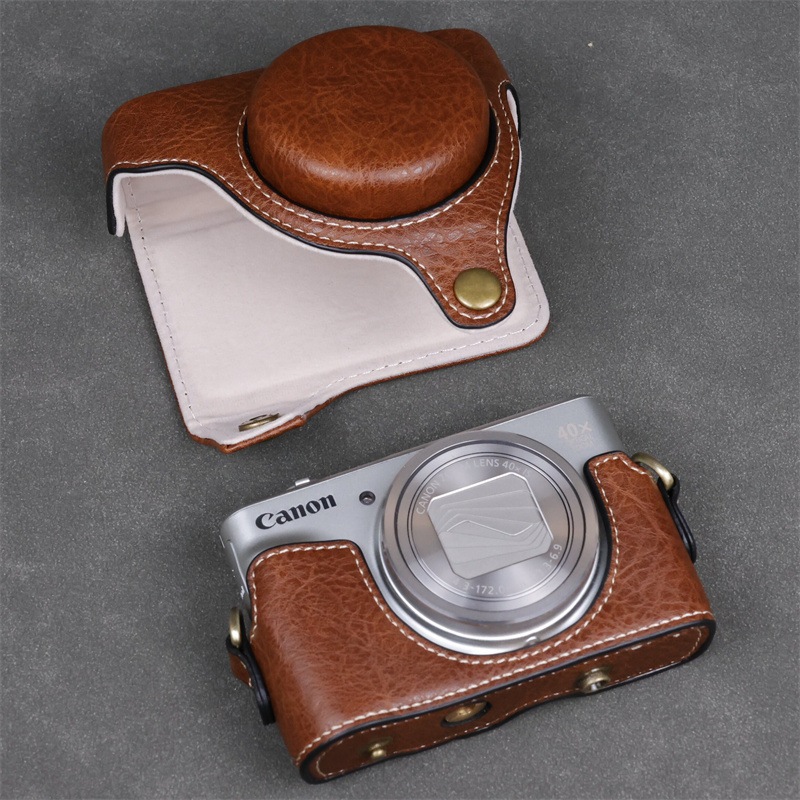 [Sẵn HN] Túi Da đựng máy ảnh Canon Powershot SX740 HS, SX730, SX720 bao da bảo vệ SX730 và vỏ bảo vệ SX740 Có Dây Đeo