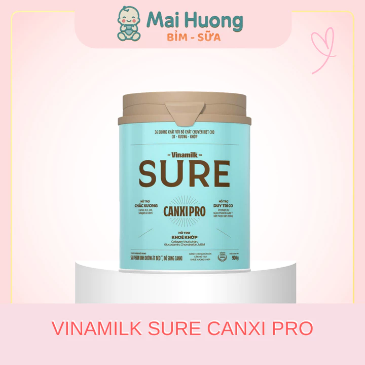 (COMBO 4 LON) Sữa bột Vinamilk Sure CanxiPro 900g (Hộp thiếc) - Sữa bổ sung Canxi cho người cao tuổi, Tốt cho xương khớp