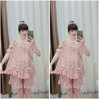 Bộ bầu - bộ sau sinh - BỘ ĐÙI VÂN MÂY CỔ BÈO REN HAI TÚI- Nhiều Màu Áo Có Khoá Kéo & Quần Có Chun Rút Tùy Chỉnh