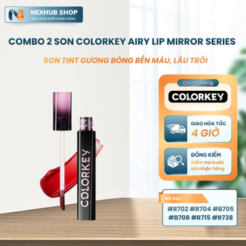 Combo 2 Son Bóng COLORKEY Airy 2.5g – Chất Son Bền Màu Lâu Trôi, Tạo Hiệu Ứng Gương