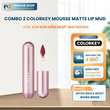 Combo 2 Son Kem Bùn COLORKEY Lip Mud – Chất Nhung Mềm Mịn, Che Vân Môi & Giữ Màu Lâu