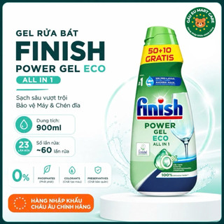 Gel Rửa Bát Finish 900ml All In 1 Eco – Nhập Khẩu EU, 0% Phosphates, Dịu Nhẹ An Toàn