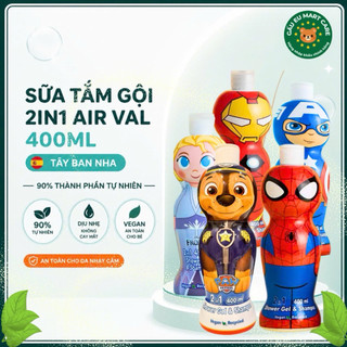 Sữa Tắm Gội 2in1 Air Val 400ml Tây Ban Nha – 90% Thành Phần Tự Nhiên, Hương Kẹo Ngọt Cho Bé