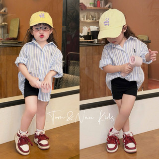 A902-[tomnaukids] Áo sơ mi Sọc thêu thỏ cho Mẹ và bé size từ 9-65Kg