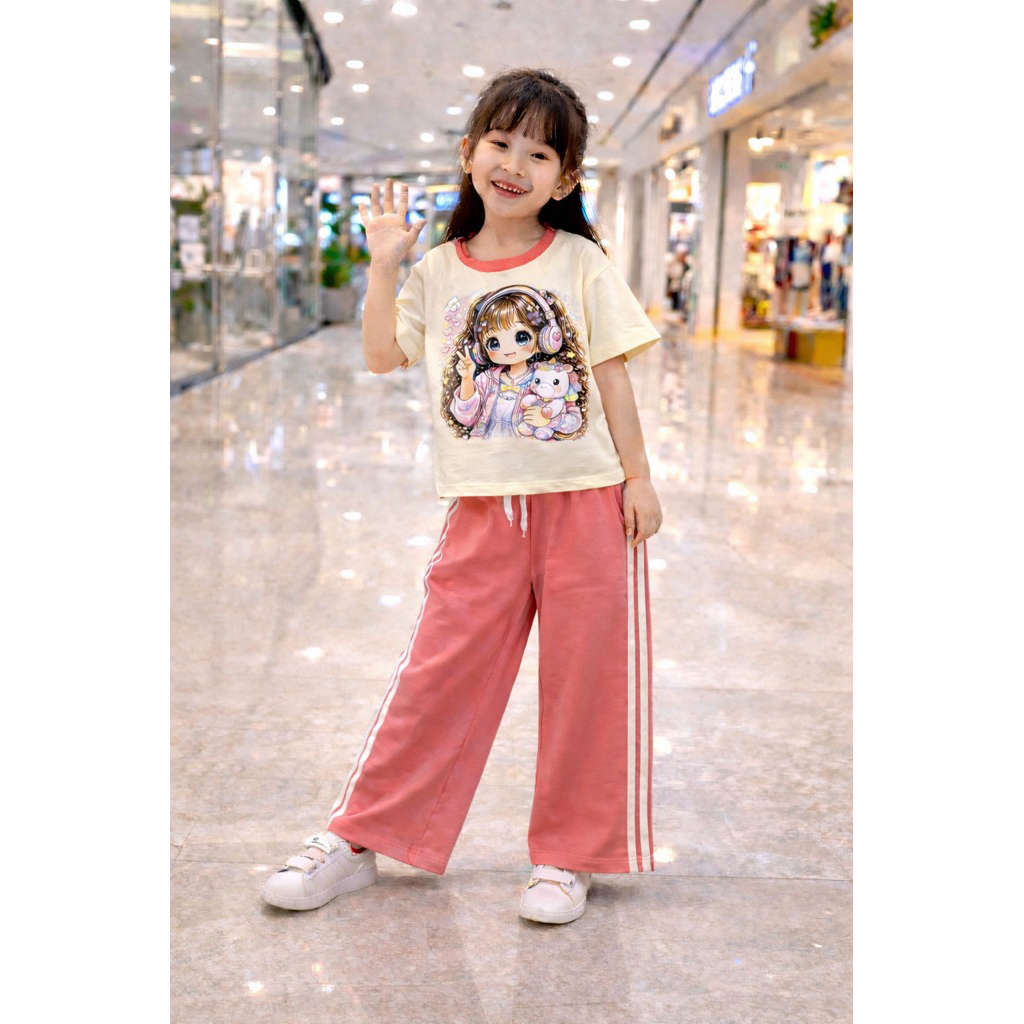 Bộ quần dài Bé Gái quần ống Suôn vải cotton 100% 4 chiều 18-42kg( tặng 10kt)
