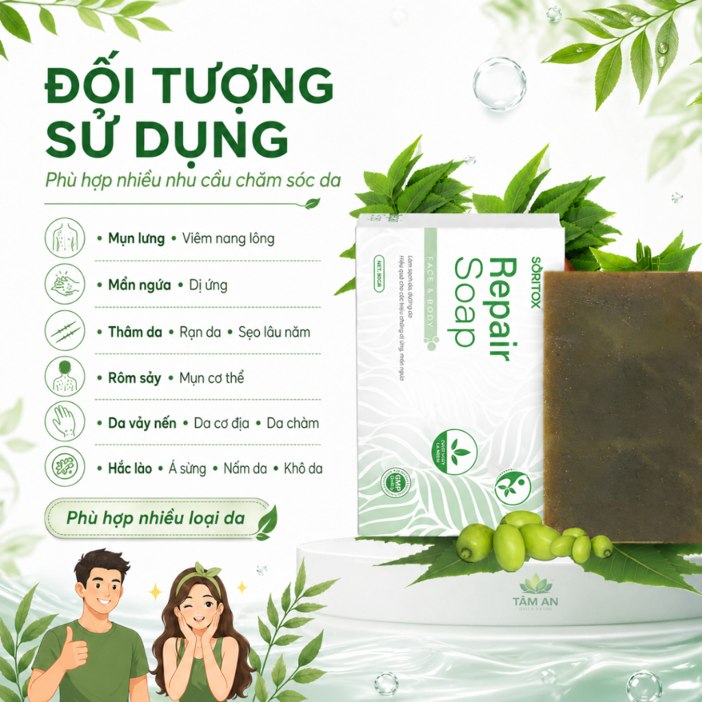 [MUA 3 TẶNG 1] Xà Bông Thảo Mộc Cho Da Vảy Nến, Viêm Da, Hắc Lào, Mẩn Ngứa, Bong Chóc SORITOX 100GR XB-3T
