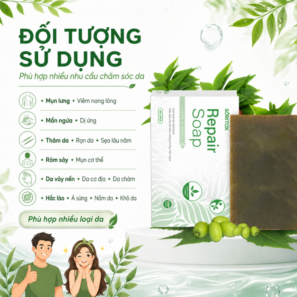 Xà Bông Thảo Mộc Giảm Vảy Nến, Viêm Da Cơ Địa, Hắc Lào, Ngứa Đỏ - Soritox 100Gr [XBT]