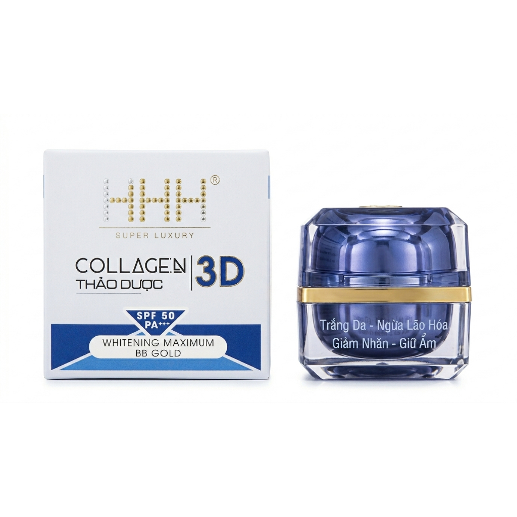 Kem Dưỡng Trắng Da Se Khít Lỗ Chân Lông HHH Collagen Thảo Dược Giữ Ẩm Ngừa Mụn (Xanh Dương)