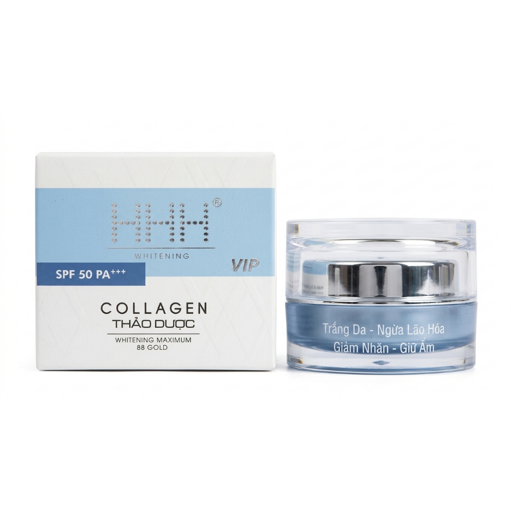 Kem Dưỡng Trắng Da Se Khít Lỗ Chân Lông HHH Collagen Thảo Dược Giữ Ẩm Ngừa Mụn (Xanh Dương)