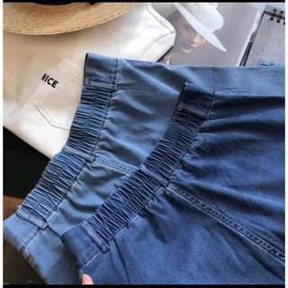 M18 Quần short jeans giấy nữ cạp trước khoá sau chun mặc mềm mát và thoải mái