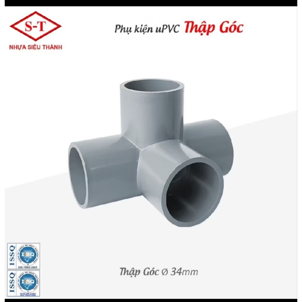 [Combo 4c/8c]Chữ Thập Góc , Co góc 4 nhánh.Phi 21,phi 27, phi 34 nhựa PVC Siêu Thành