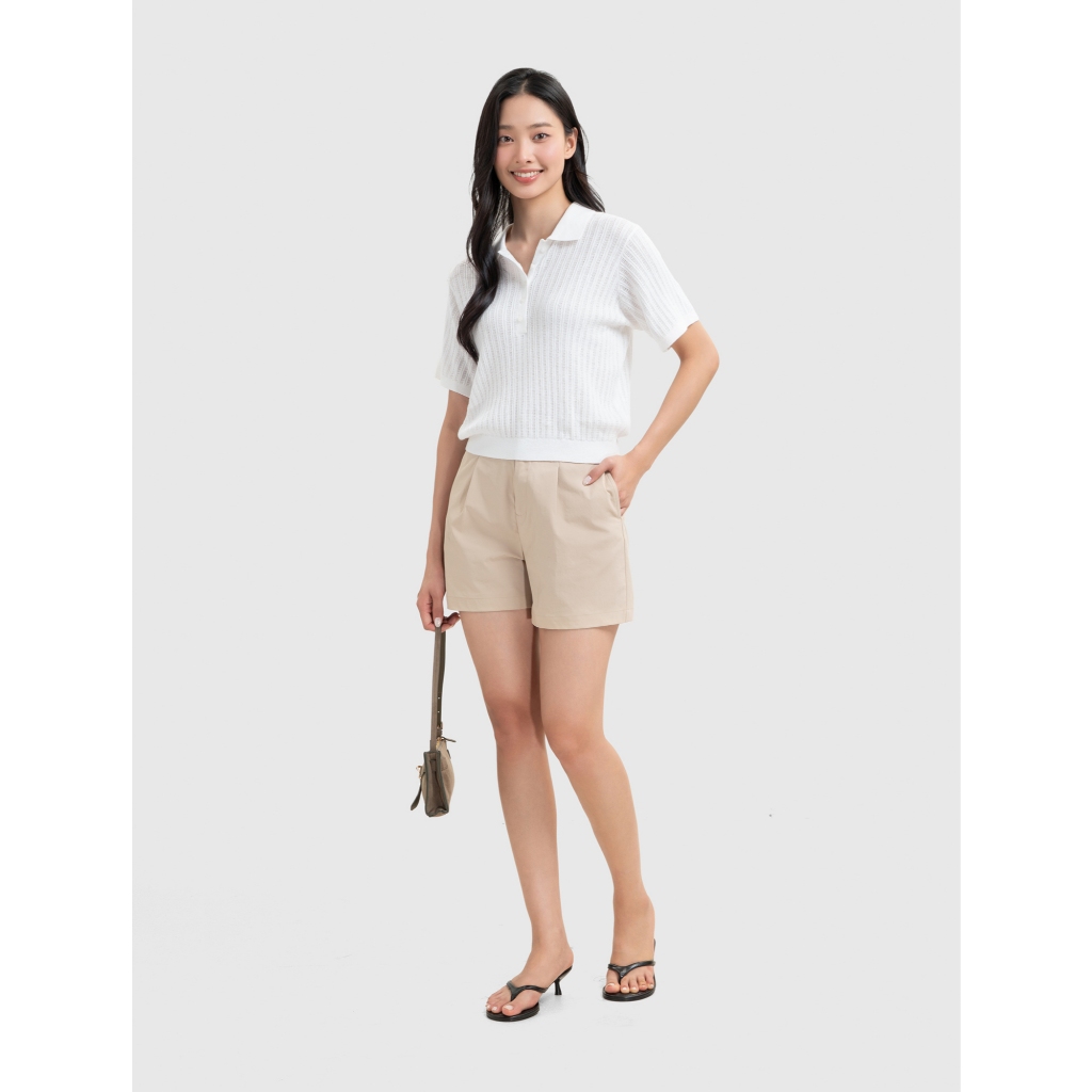 Quần short kaki nữ CANIFA ống rộng dáng suông tôn dáng 6BS26S015
