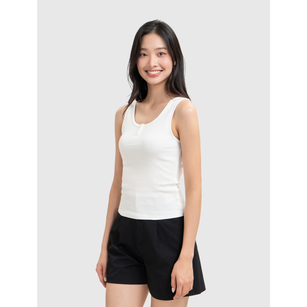 Áo ba lỗ nữ CANIFA cổ tròn sát nách, áo hai dây nữ form ôm tôn dáng 6TA26S001