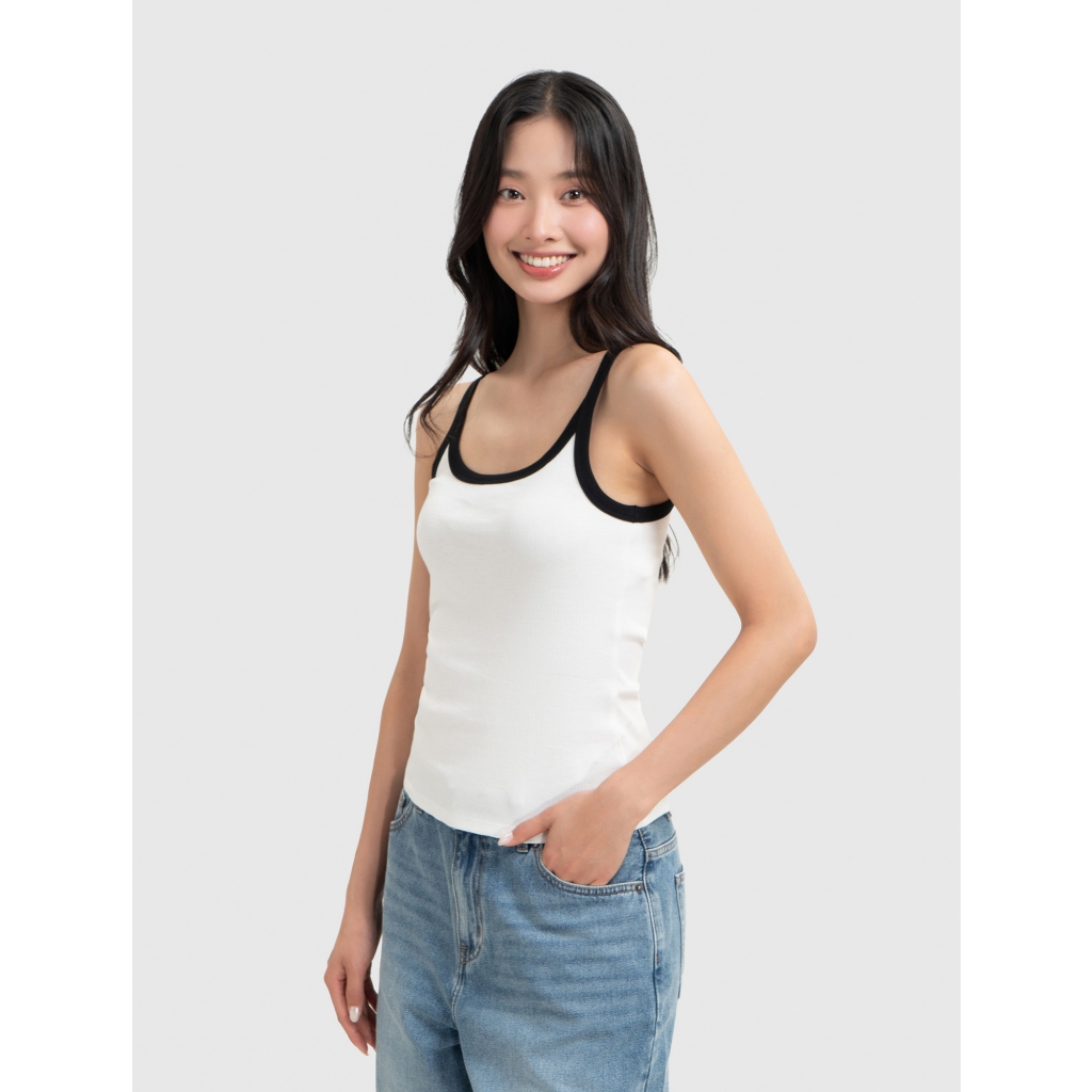 Áo hai dây nữ CANIFA áo ba lỗ dáng ôm body chất cotton pha co giãn thoáng mát 6TA26S002