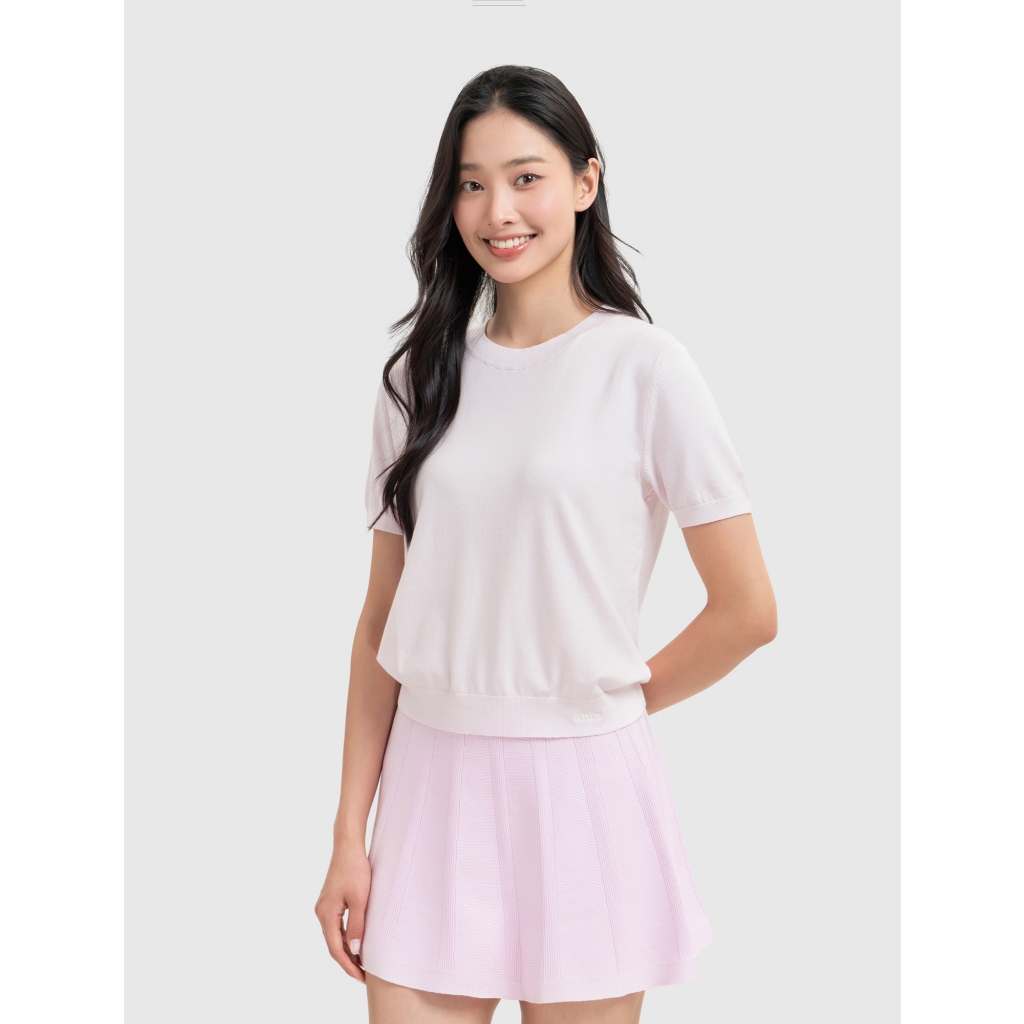 Áo len nữ CANIFA cổ tròn cộc tay dáng basic trơn chất liệu mềm mỏng nhẹ 6TE26S001