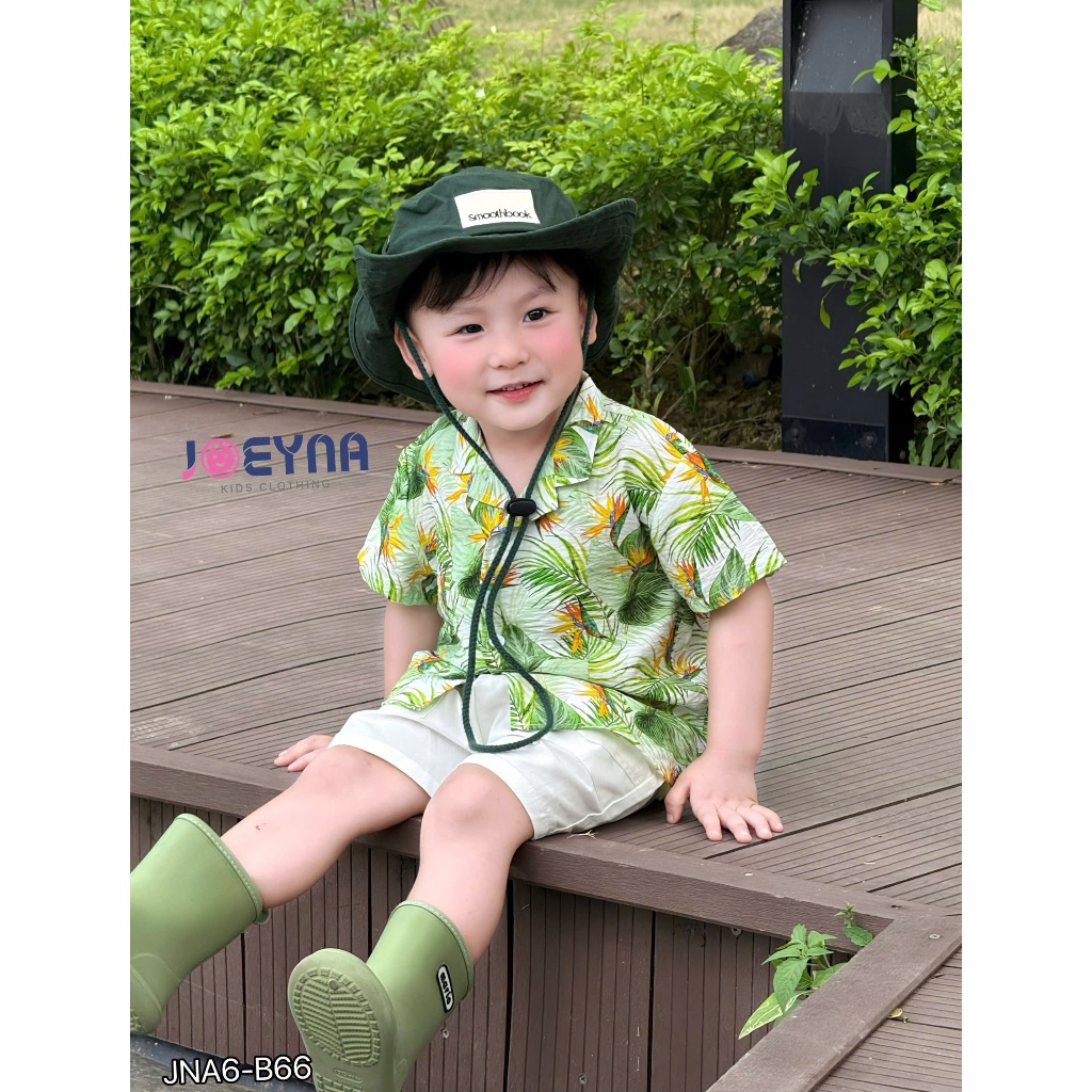 Set bộ đi biển Joeyna B66 hoa thiên điểu cho bé 8-24kg