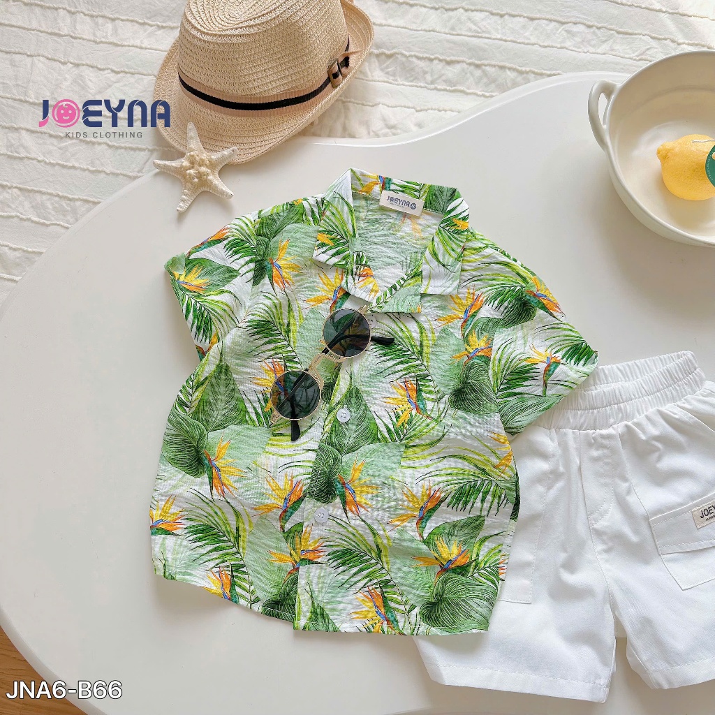 Set bộ đi biển Joeyna B66 hoa thiên điểu cho bé 8-24kg