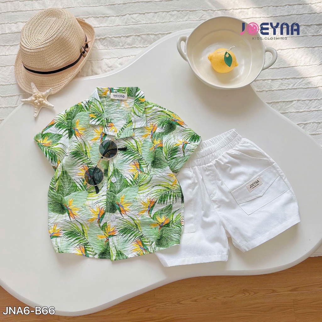 Set bộ đi biển Joeyna B66 hoa thiên điểu cho bé 8-24kg