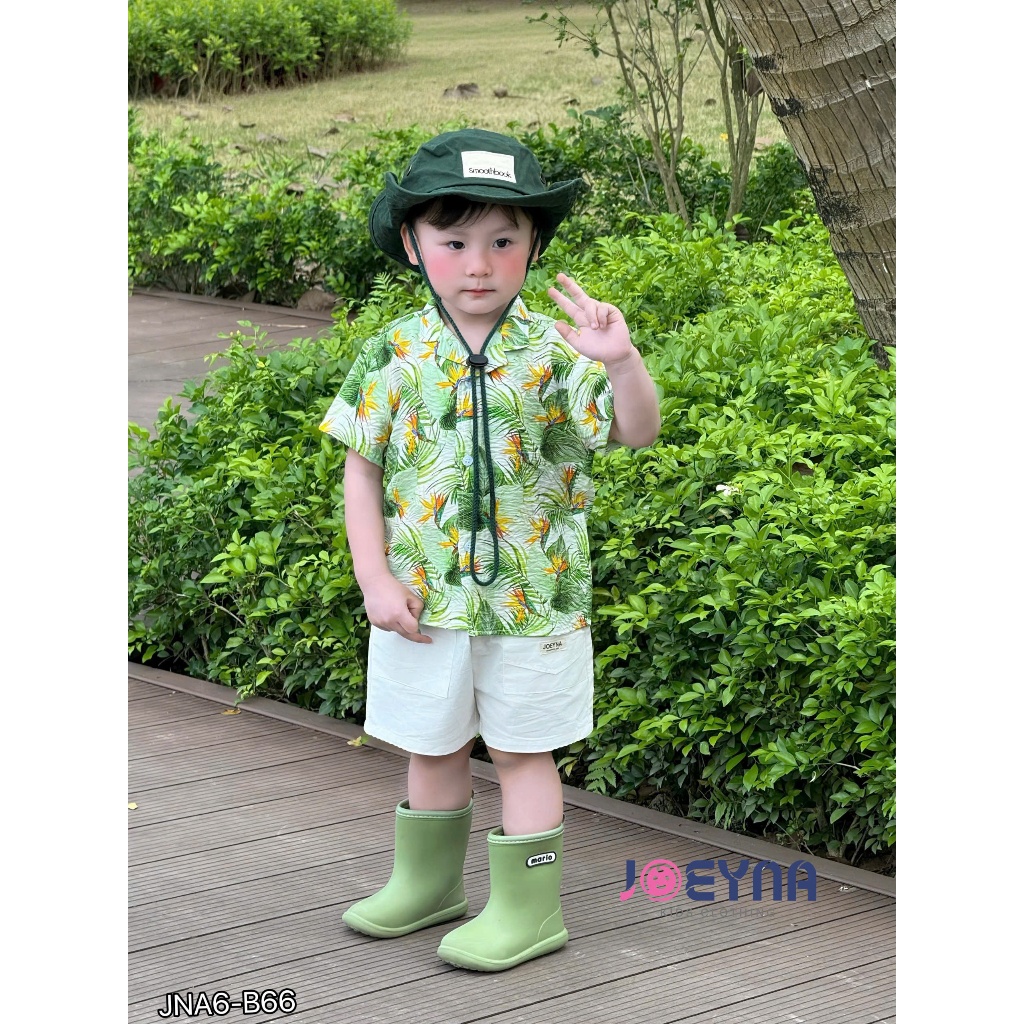 Set bộ đi biển Joeyna B66 hoa thiên điểu cho bé 8-24kg