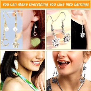 Set 100 móc khuyên tai móc câu | Phụ kiện làm bông tai handmade màu trắng & giả cổ DIY