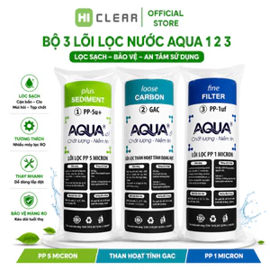 Bộ 3 Lõi Lọc Nước 1 2 3 AQUA. Sử Dụng, Thay Thế Cho Tất Cả Dòng Máy Kangaroo, Karofi, Sunhouse, Aqua...