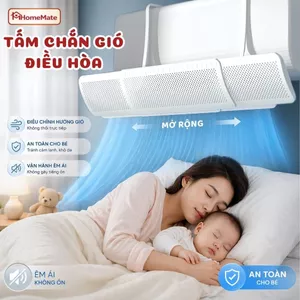 Tấm Chắn Gió Điều Hòa 3 Cánh Xoay 180° – Tấm Chuyển Hướng Gió Máy Lạnh, Kéo Dài Thu Gọn, Chống Thổi Thẳng