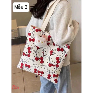 Túi Tote Vải Hello Kitty Size Lớn Đựng Sách Vở, Laptop Đi Học 📚