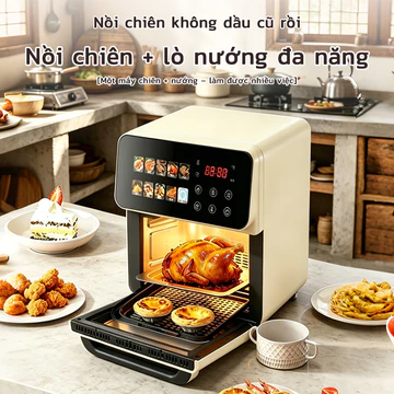 Nồi chiên không dầu nồi chiên không khí 15L，nồi chiên mặt kính chịu nhiệt，nấu ăn không dầu，không khói dầu