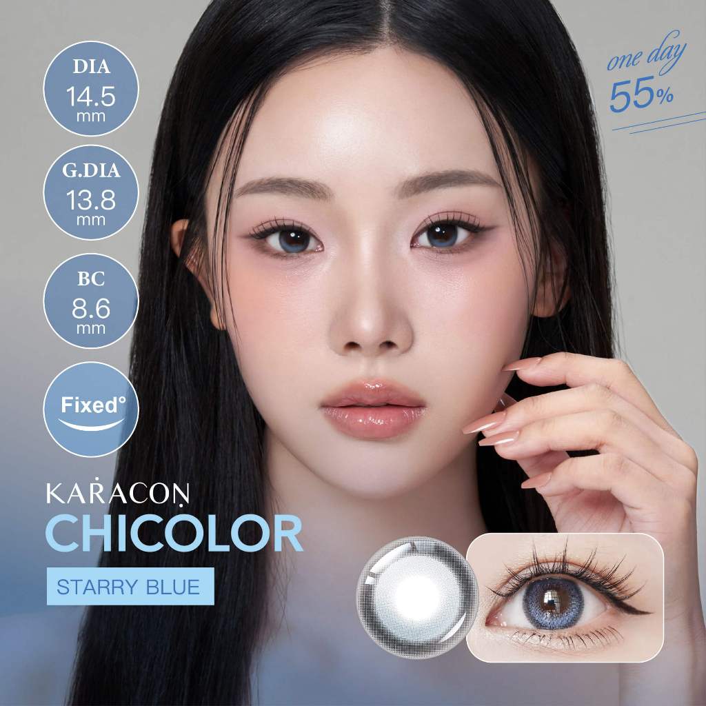 [Lens 1 Ngày] - Lens Highlight Khóa Trục KARACON CHICOLOR - #45 Starry Blue (2 Chiếc)