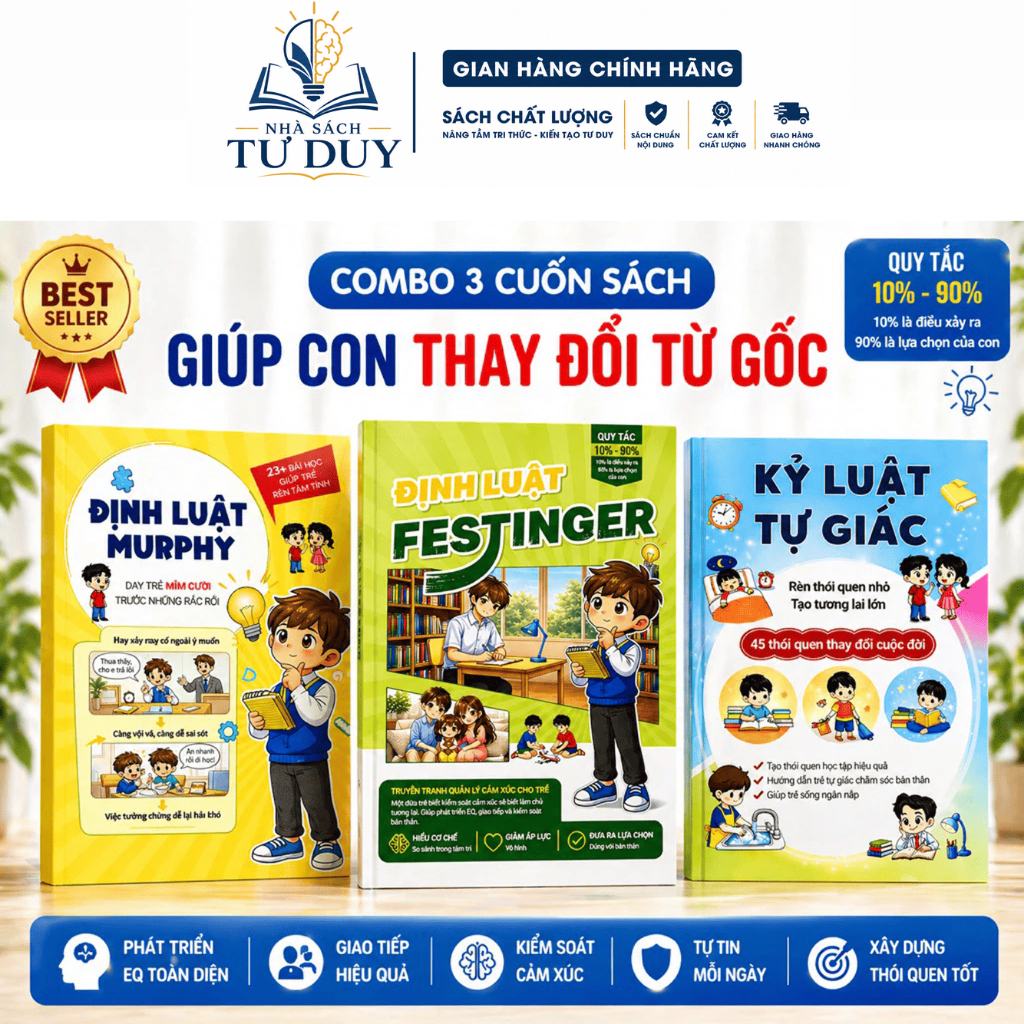 Bìa sách Combo Định Luật Festinger + Kỷ Luật Tự Giác + Định Luật Murphy