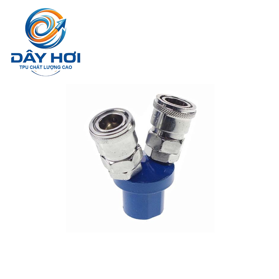 Chạc 2 Khí Nén Ren Trong 13mm Và Ren Ngoài 21mm | Tê Khí Nén Chia 2 Đầu