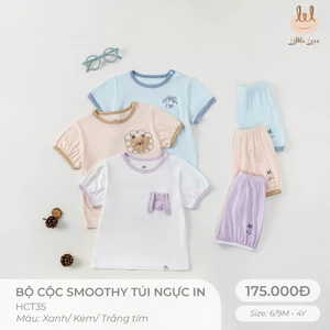 Bộ cộc tay vải sợi tre kháng khuẩn Lil-Littlelove [mềm,mát,mịncodãnvà thấm hút tốt ] cho bé từ 6tháng tới 4 tuổi (HCT35)