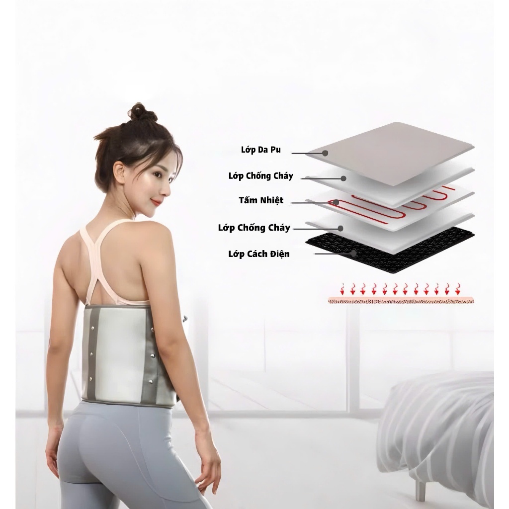 ĐAI MASSAGE GIẢM MỠ BỤNG ĐAI GIẢM BÉO FUYUAN HY-A071 ĐAI QUẤN NÓNG RUNG CAO CẤP