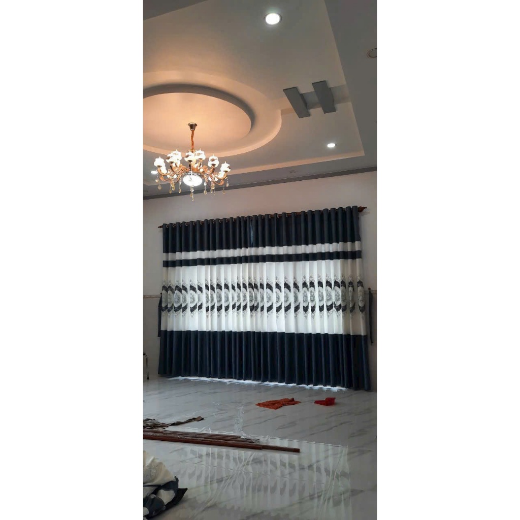 1 TẤM GẤM THÊU MÀU XÁM  CHƯA CÓ CÂY TREO - TREO 1 TẤM MUA 1 TẤM _TREO 2 TẤM MUA 2 TẤM RÈM CỬA VIỆT HÀN