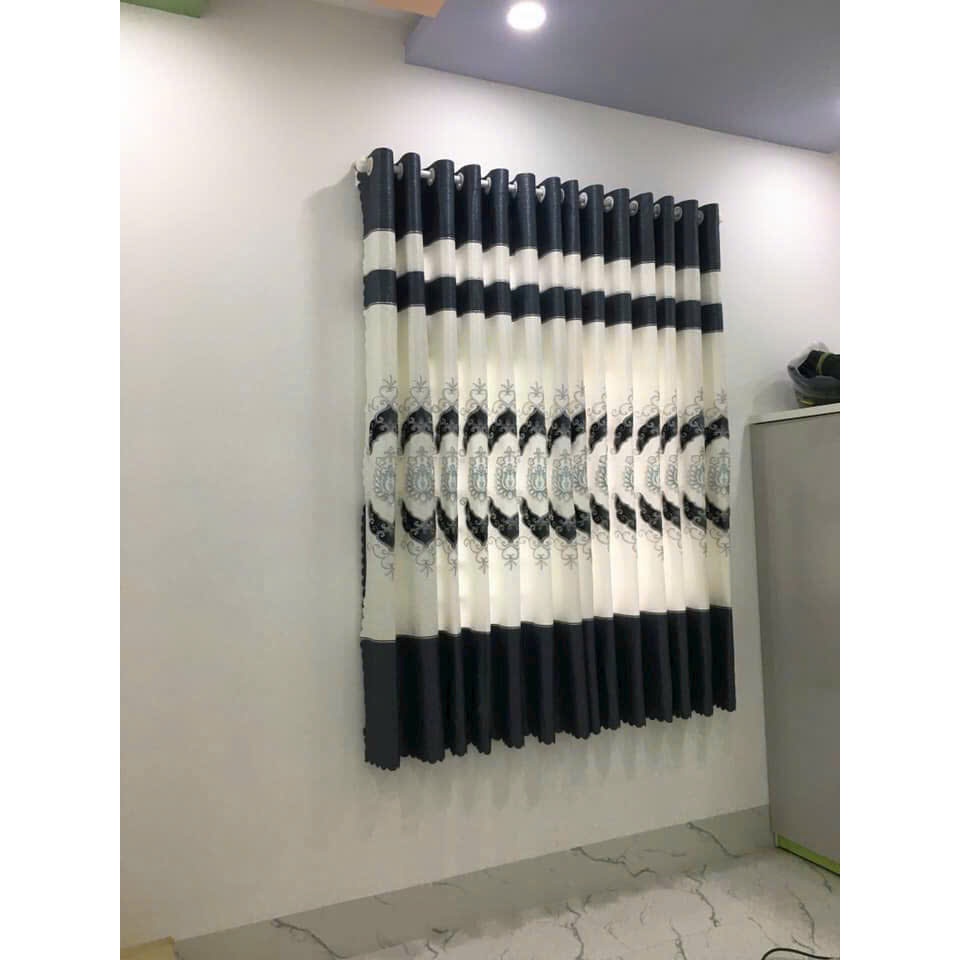 1 TẤM GẤM THÊU MÀU XÁM  CHƯA CÓ CÂY TREO - TREO 1 TẤM MUA 1 TẤM _TREO 2 TẤM MUA 2 TẤM RÈM CỬA VIỆT HÀN