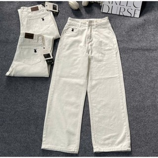 Quần jean kaki ống ống rộng thêu Thỏ ,cạp lưng cao vải mềm M69