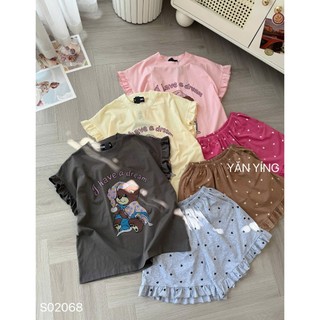 PHẠM THÙY SHOP: SET BỘ ÁO SÁT NÁCH IN HÌNH G HAVE A DREAM MIX ĐÙI CHẤM BI