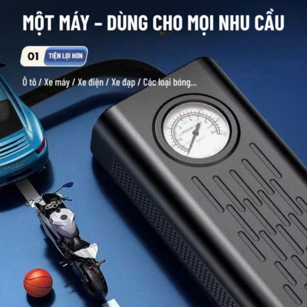 Máy Bơm Lốp Mini ALOHOME Bơm Hơi Cầm Tay Dùng Pin Sạc Cho Ô Tô Xe Máy Xe Đạp Bóng