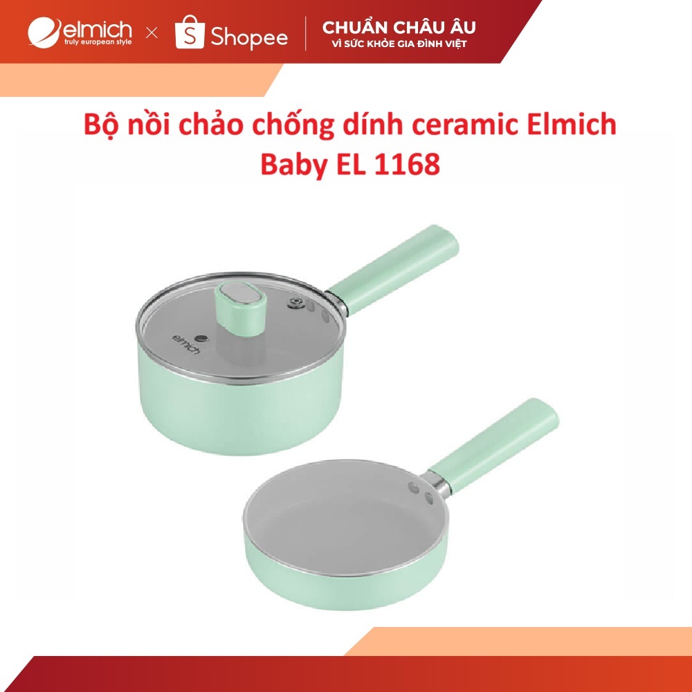 Bộ nồi chảo chống dính ceramic Elmich Baby EL 1168