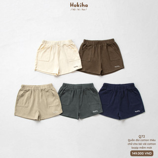 Quần Đùi Phối Túi Thêu Chữ Gấu Quần Cho Bé Trai Bé Gái Hokiha Vải Cotton Mềm Mại, Thoáng Mát Size 8-17kg Q72