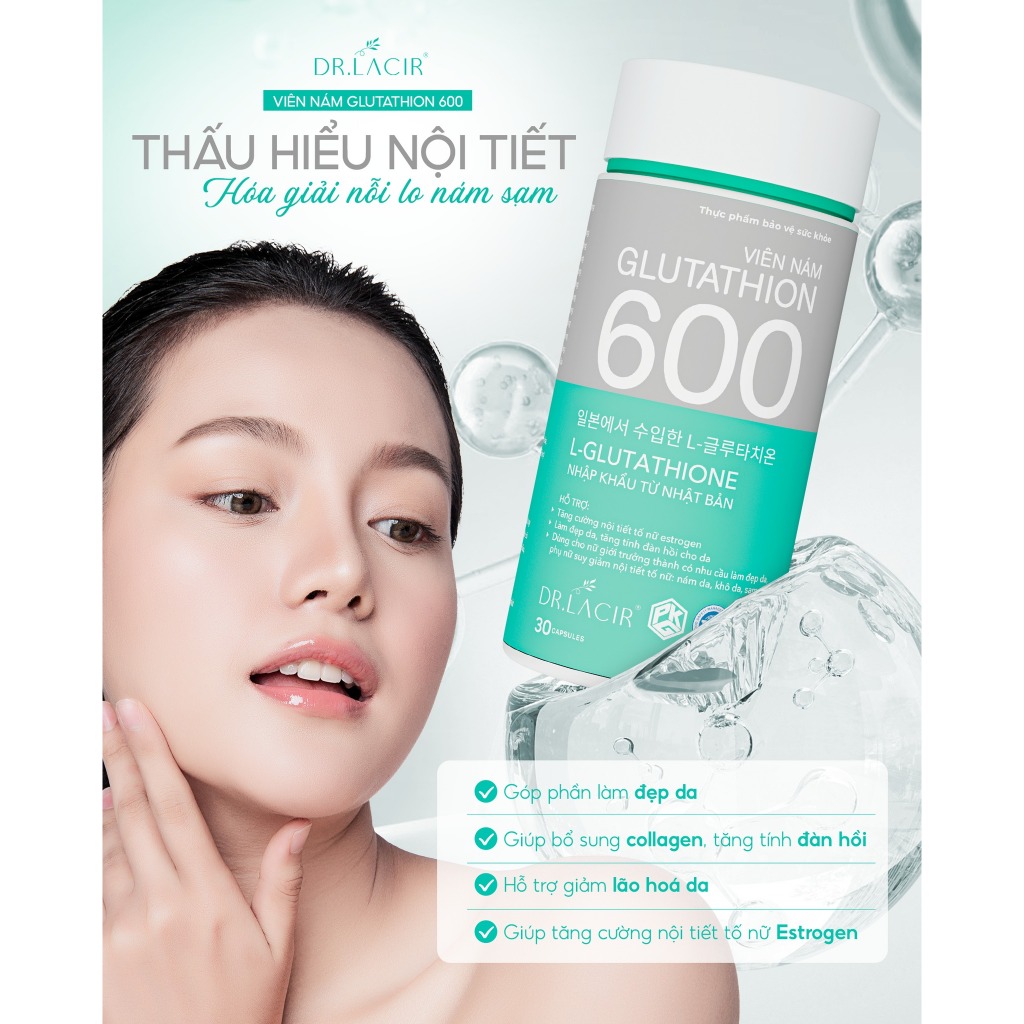 dr lacir glutathione 600 Viên Uống Trắng Da Glutathione 600 Dr.Lacir 30 viên main image 1