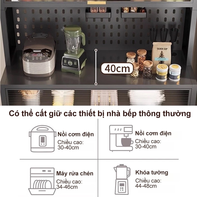 Kệ Nhà Bếp Đa Năng Thép Carbon Tủ bếp Khả năng chịu tải mạnh mẽ Kệ tủ chống bụi và chống gỉ