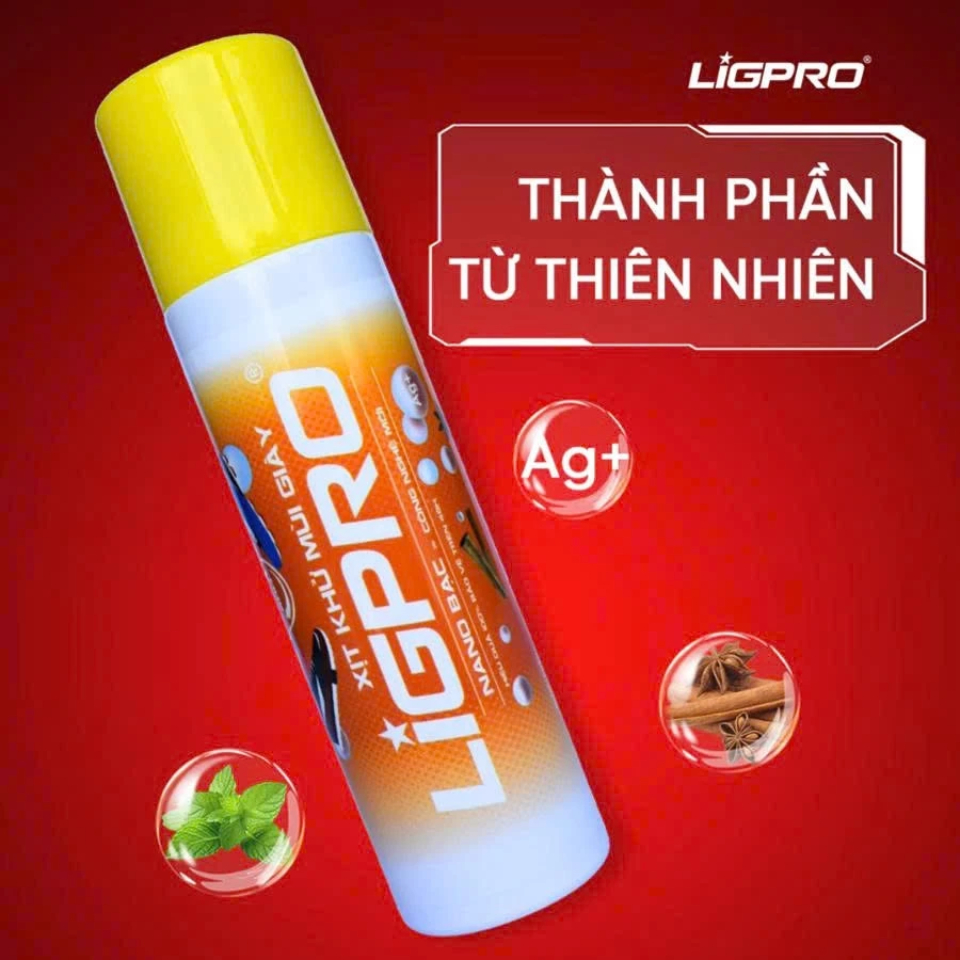 Bình xịt khử mùi giày Ligpro công nghệ nano bạc 200ml