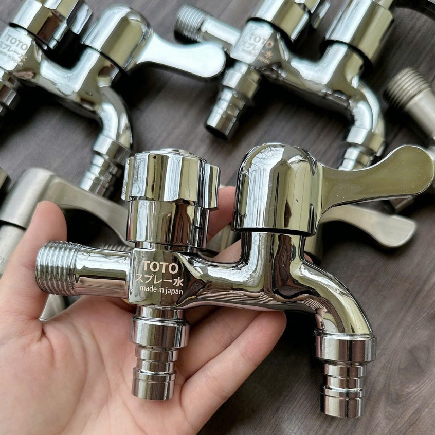 Vòi Nước 2 Đầu Ra Ren 21 Chất Liệu Inox 304 Cao Cấp Tiện Lợi
