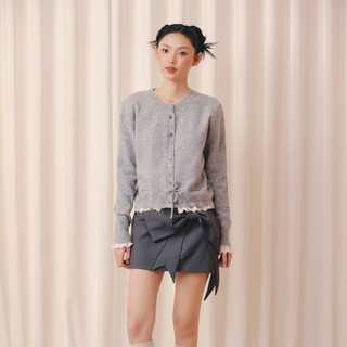 Áo len OLV sơ mi phối ren tiểu thư Knit Trim Long Sleeve Top ngọt ngào phù hợp thu đông