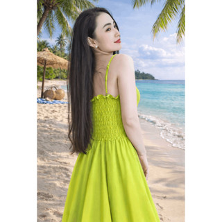 Đầm váy nữ hoa nhí 2s đi biển, váy maxi dáng suông 2 dây lưng chun, Đầm hoa nhí nữ tính chữ A dáng dài VD04 VD01-BIATON