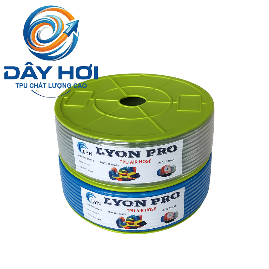 [Cuộn 100M] Dây Hơi 8mm PU Đài Loan Lyon Pro 8x5x100m | 2 Màu Xanh/Trắng