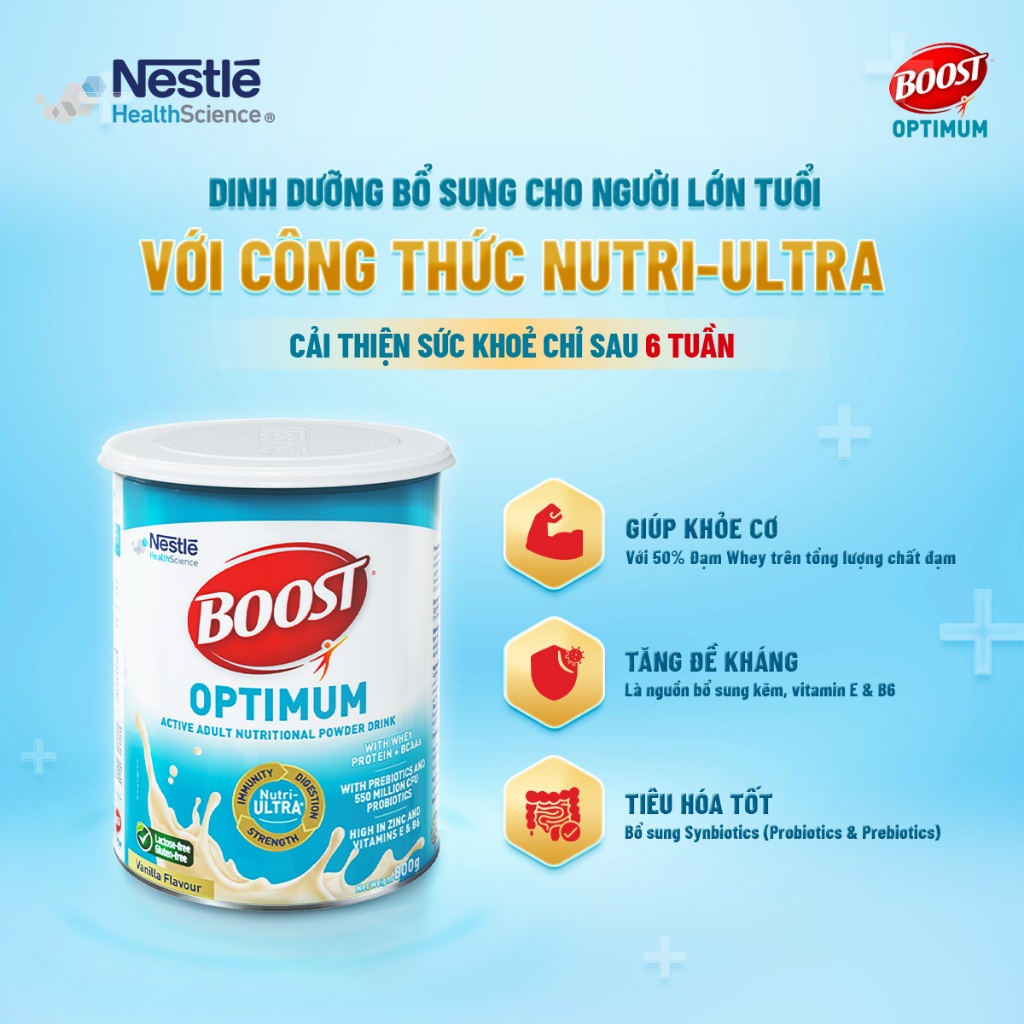 Bộ 3 Sữa Bột NESTLÉ BOOST OPTIMUM Singapore Bổ Sung Dinh Dưỡng Cho Người Lớn Tuổi 800G