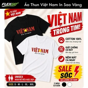 Áo Thun Việt Nam In Sao Vàng Unisex – Cotton Mềm Mát, Form Chuẩn Nam Áo Cờ Đỏ Sao Vàng Cá Tính
