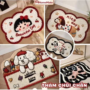 Thảm Chùi Chân 3D Bùn Tảo Cát, Lau Chân Hình Thú Siêu Thấm Hút, Nhanh Khô, Chống Trượt, Decor Nhà Tắm Phòng Ngủ